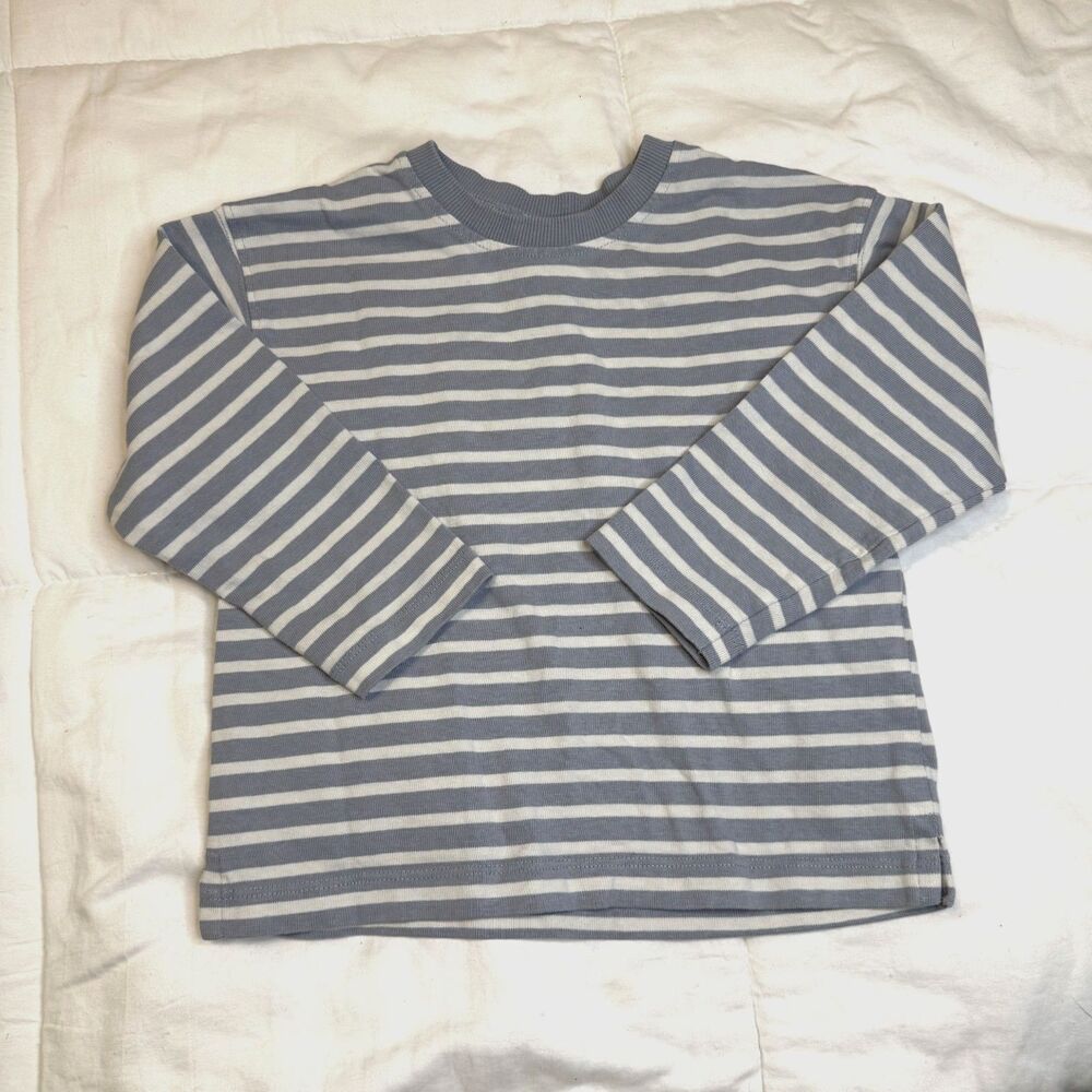 Zara Kids 3-4Y Blue Gray Stripe Long Sleeve Tee
